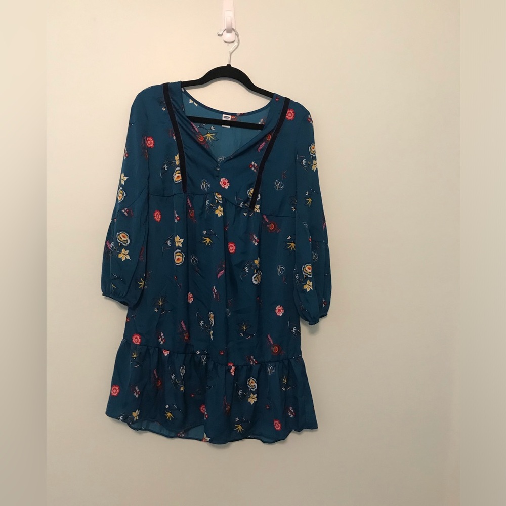 Old Navy Green Floral Long Sleeve Dress Size Small